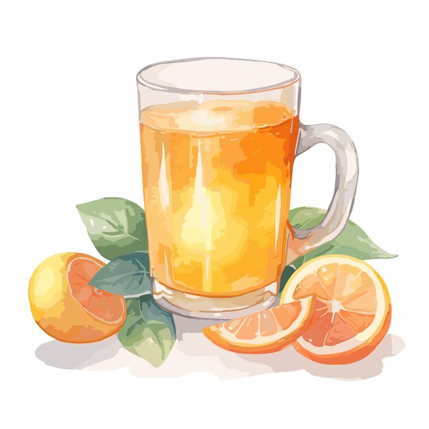 Jugo de naranja de acuarela concepto de diseño de verano