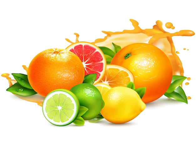 Jugo de naranja y limón diseño eps vector