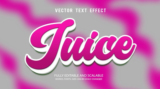 Vector jugo de uva efecto de texto editable vector estilo 3d