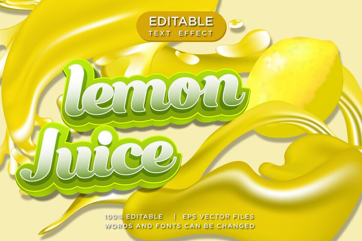 Vector jugo de vector fresco efecto de texto editable maqueta de estilo de texto 3d