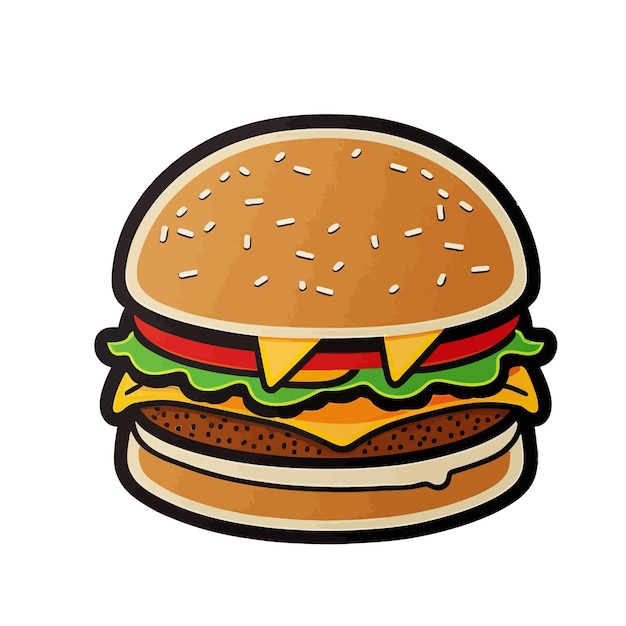 Jugosa y deliciosa ilustración vectorial de hamburguesa deliciosa