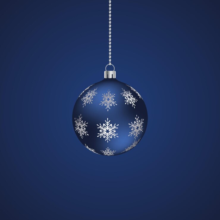 Vector juguete de árbol de navidad bola de cristal adorno de copos de nieve plateados colgado de una cadena