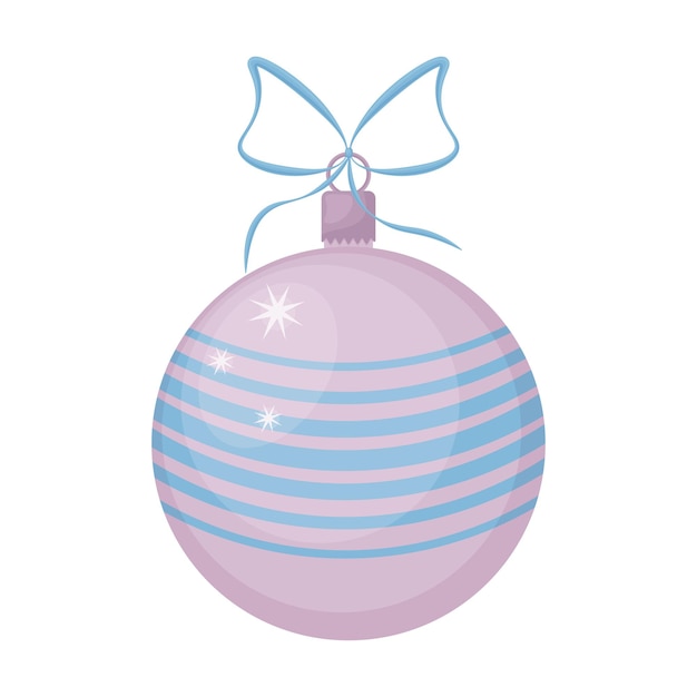 Juguete de árbol de navidad. una bola grande y hermosa para decorar un árbol de navidad, rosa con azul. un juguete festivo de año nuevo. un accesorio de año nuevo. ilustraciones de vectores aislados.