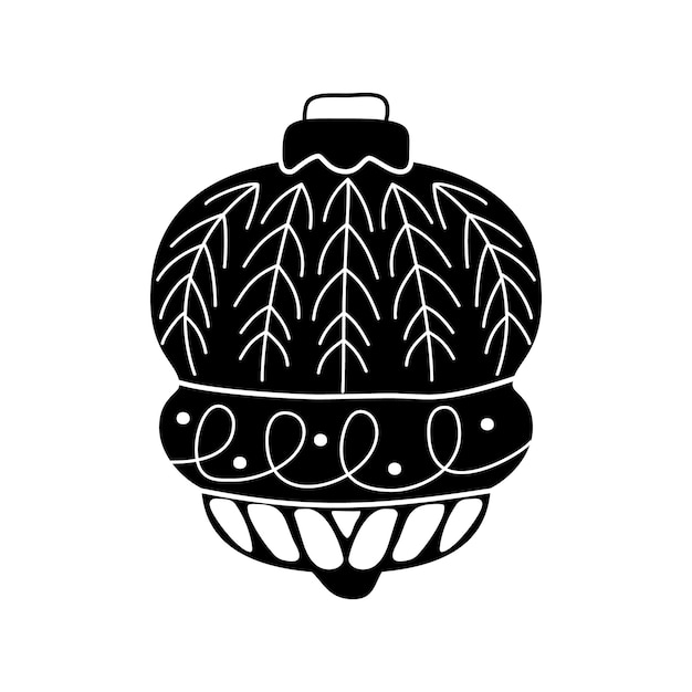 Juguete de árbol de Navidad Feliz año nuevo decoraciones en estilo de silueta negra Archivo de corte de Navidad símbolo de vacaciones icono Ilustración vectorial