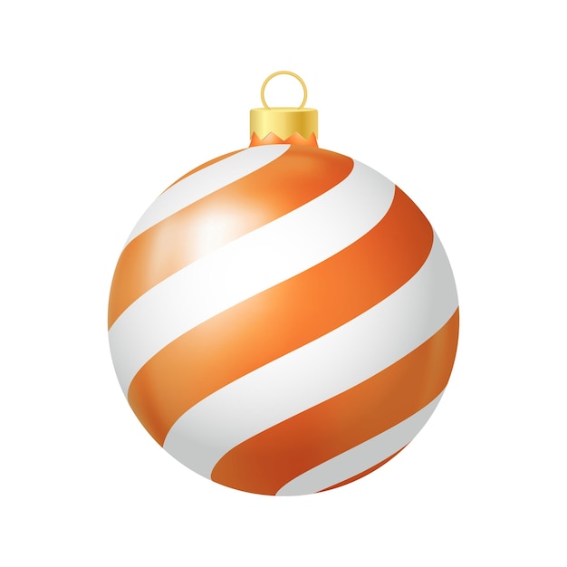 Juguete de árbol de Navidad naranja con líneas Ilustración de color realista