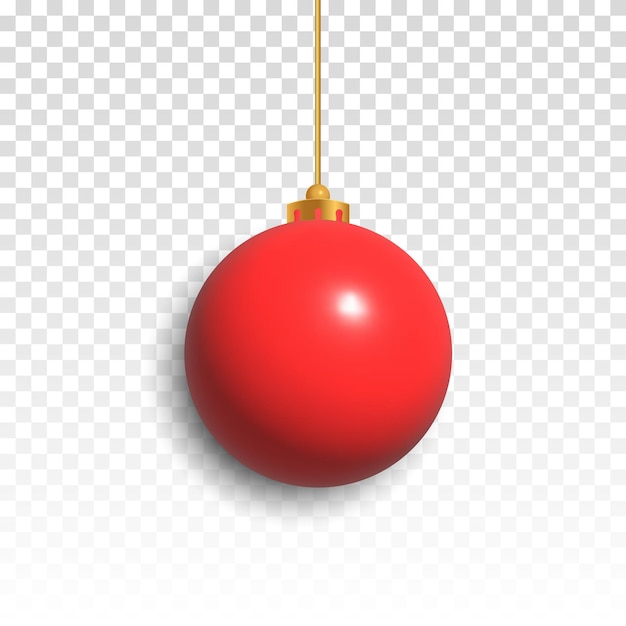 Juguete de árbol de Navidad rojo vectorial sobre un fondo transparente aislado. Bola de arbol de navidad png.