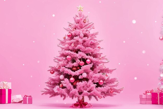Juguete de Navidad rosa Árbol de Navidad sobre un fondo rosa Navidad y Año Nuevo