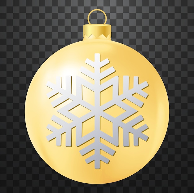 Juguete o bola de árbol de Navidad amarillo con ilustración de copo de nieve