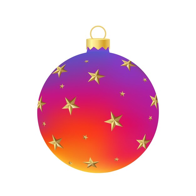 Juguete o bola del árbol de Navidad del arco iris Ilustración de color realista y volumétrica