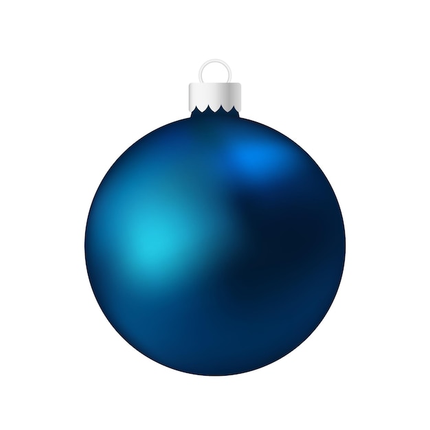 Juguete o pelota de árbol de Navidad azul oscuro Ilustración volumétrica y realista en color
