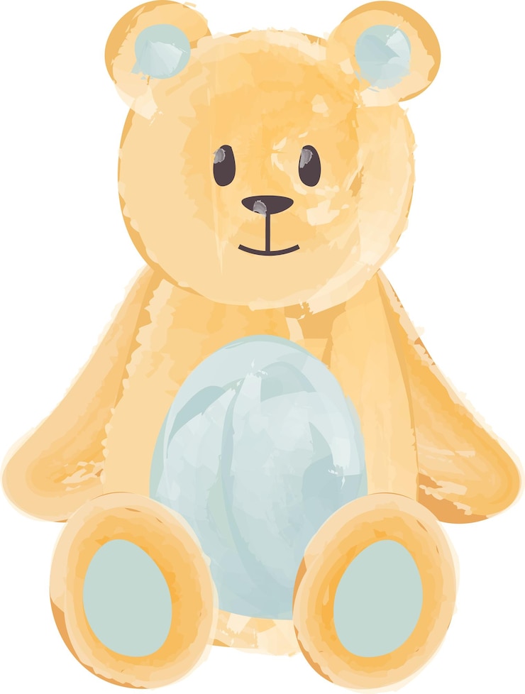 Vector juguete de oso con acuarela