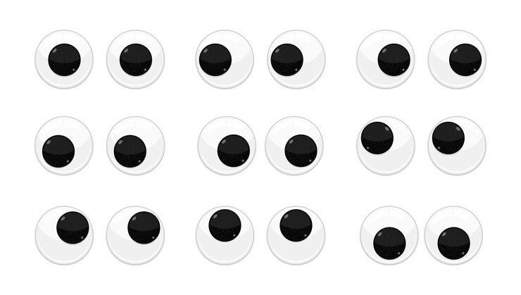 Vector juguete de plástico ojos temblorosos de seguridad conjunto de ilustración de vector de diseño de estilo plano