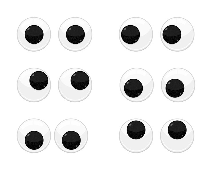 Vector juguete plástico seguridad ojos temblorosos diseño de estilo plano ilustración vectorial conjunto aislado fondo blanco.