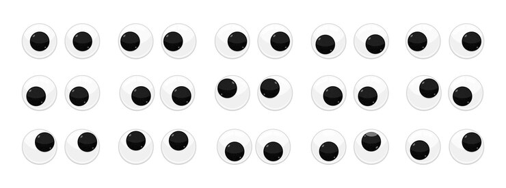 Vector juguete plástico seguridad ojos temblorosos diseño de estilo plano ilustración vectorial conjunto aislado fondo blanco.