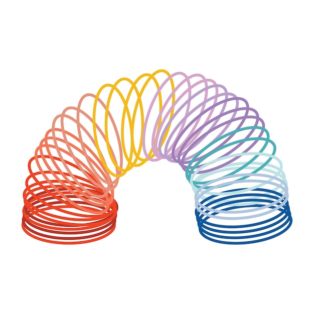 Juguete de primavera de arco iris retro mágico aislado sobre un fondo blanco