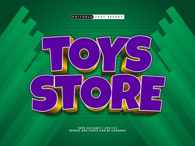 juguetes almacenan efecto de texto editable en el estilo de texto del juego y de los niños