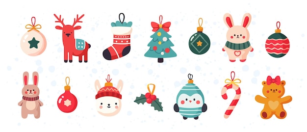 Juguetes y decoración navideña Decoración en forma y figuras para abeto Conjunto de adornos navideños
