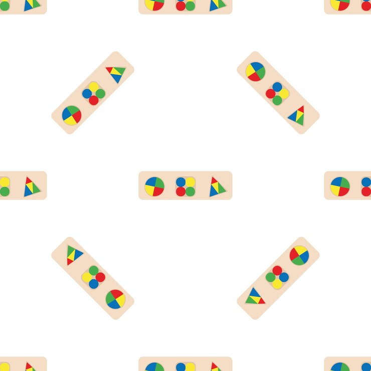 Vector juguetes de madera para niños juegos de bebé patrón sin costuras con tema montessori sistema montessori