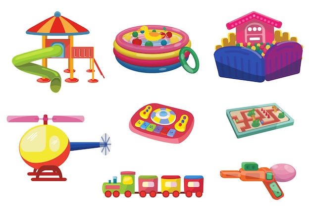 Juguetes para niños con icono Vector Bundle Set