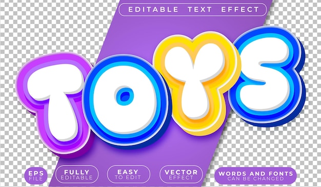 Juguetes para niños, niños, bebés, archivos de texto vectoriales totalmente editables