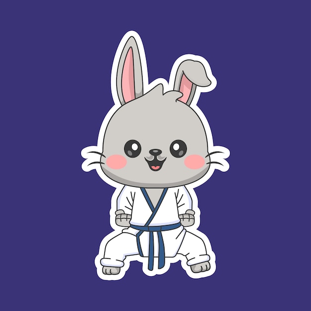Jui Jitsu Bunny Karate dibujos animados Vector Mascota Ilustración de animales