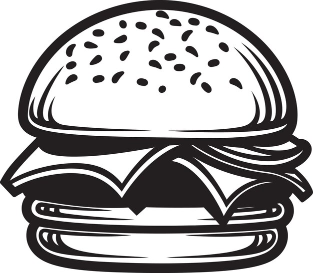 Vector juicy bite monochrome burger símbolo burger esencia logotipo de vector negro