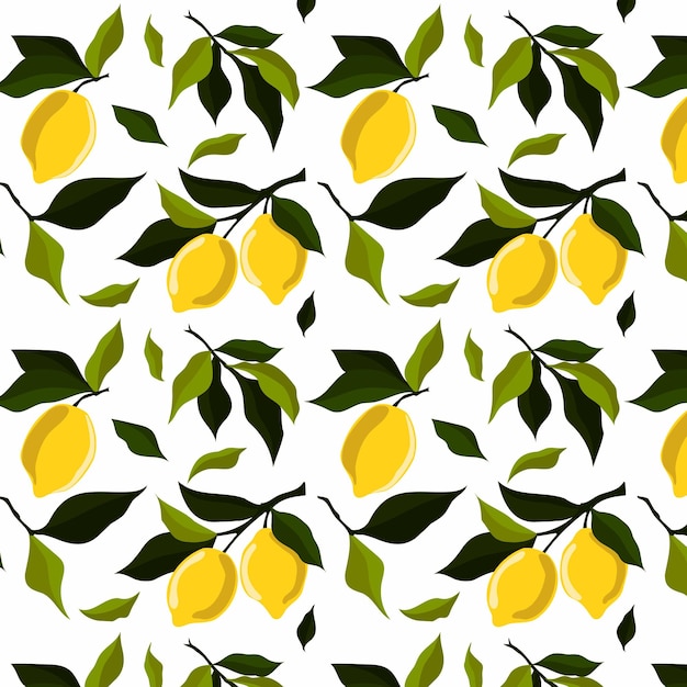 Juicy limón patrón sin costuras en fondo blanco