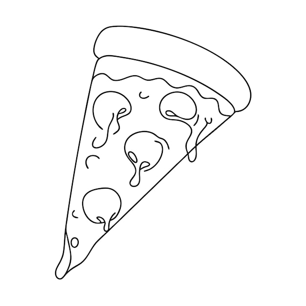 Juicy pizza línea de arte para el libro de colorear