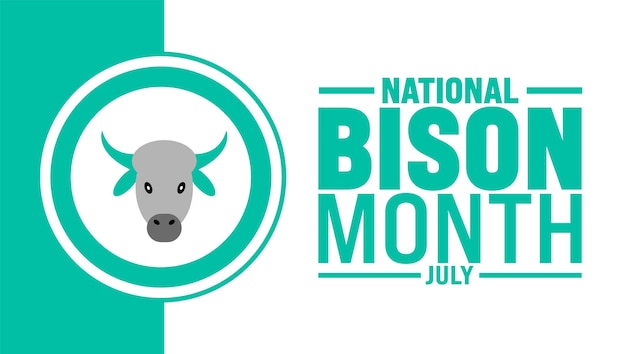 Julio es la plantilla de fondo del Mes Nacional del Bisonte El concepto de vacaciones se utiliza para el estandarte de fondo