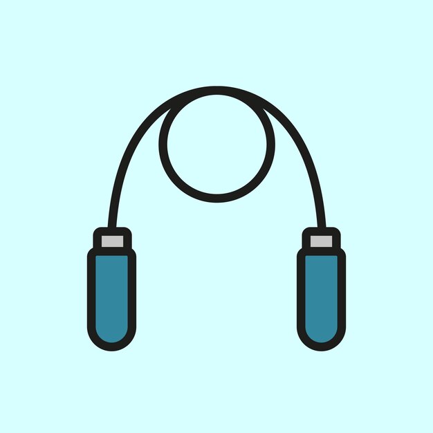 Jump rope icon in blue with black line represents physical fitness and an active lifestyle