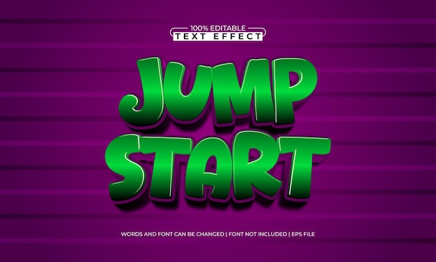 jump start efecto de texto editable con un estilo de texto de juego y reproducción