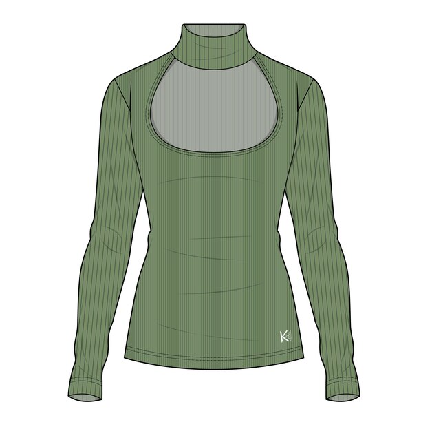 Jumper de punto plano de Bodyfit con costillas superiores de costilla