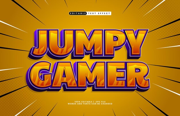 jumpy gamer efecto de texto editable con un estilo de texto para niños y héroes