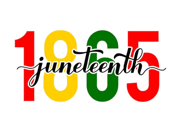 Juneteenth caligrafía letras vacaciones afroamericanas Día de la Emancipación el 19 de junio de 1865 plantilla vectorial para tipografía cartelera tarjeta postal pegatina banner etc.