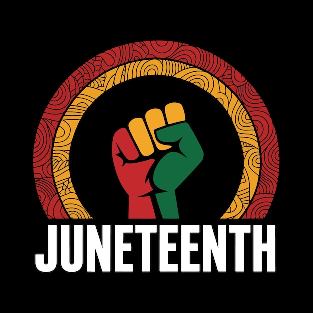 Juneteenth Celebración del Día de la Libertad Orgullo afroamericano Mujer negra poder puño y libertad