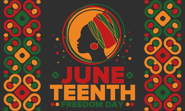 Juneteenth Día de la Independencia Día de la Libertad o Emancipación Día de las vacaciones afroamericanas Cartel vectorial