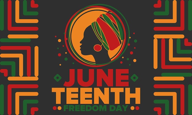 Juneteenth Día de la Independencia Día de la Libertad o Emancipación Día de las vacaciones afroamericanas Cartel vectorial