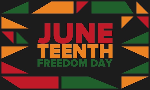 Juneteenth Día de la Independencia Día de la Libertad o Emancipación Día de las vacaciones afroamericanas Cartel vectorial