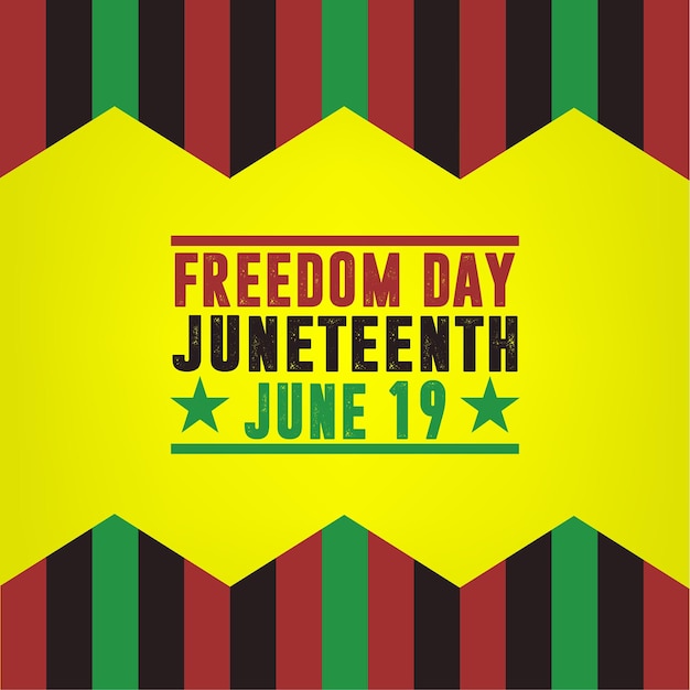 Juneteenth freedom day 19 de junio bandera y plantilla de póster