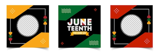 Juneteenth Freedom Day 19 de junio o celebración de la historia afroamericana Banner festivo