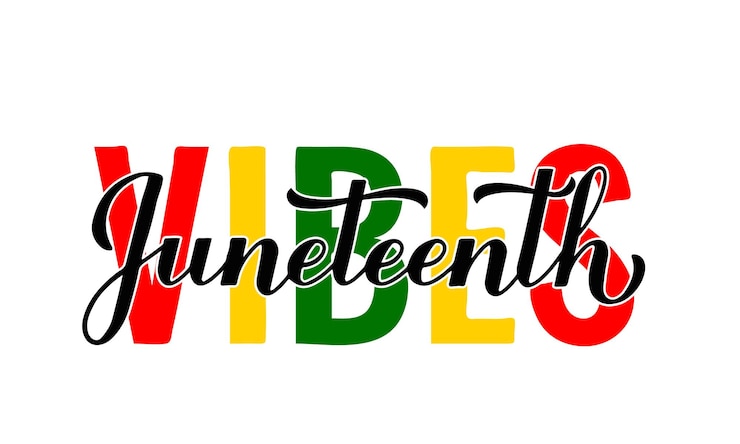 Vector juneteenth vibra caligrafía letras afroamericanas fiesta el 19 de junio plantilla vectorial para tipografía cartel banner pegatina postal etc.