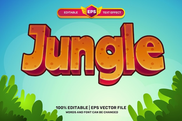 Jungle Adventure Game Cartoon 3D Texto editable Estilo de efecto