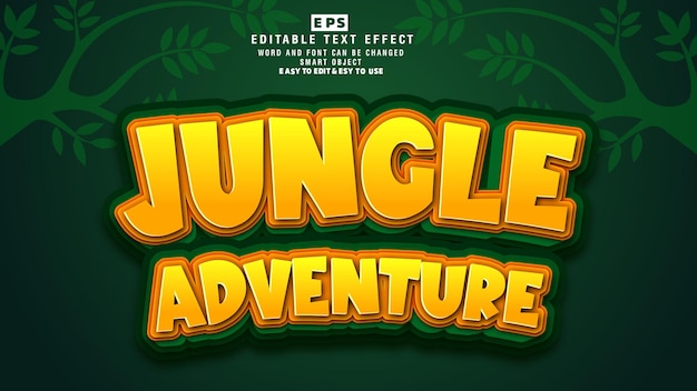 Jungle Adventure Vector de efecto de texto editable 3d con fondo