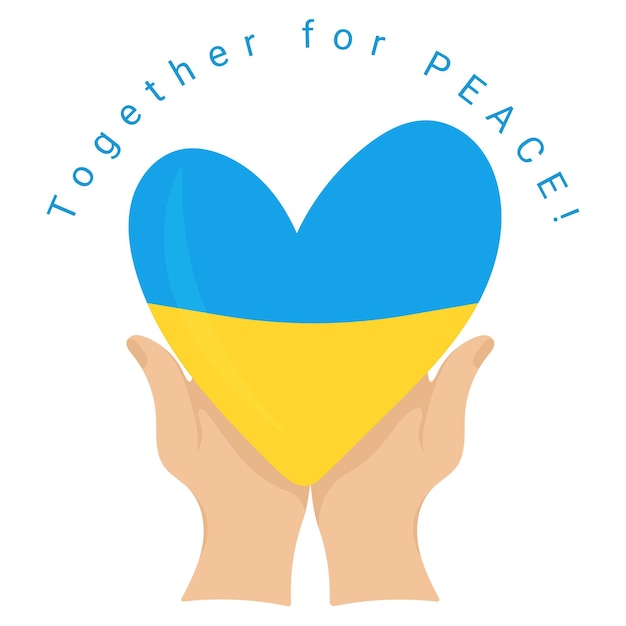 Juntos por la paz en Ucrania Apoyar a Ucrania y creer en la paz Afiche sobre un fondo blanco
