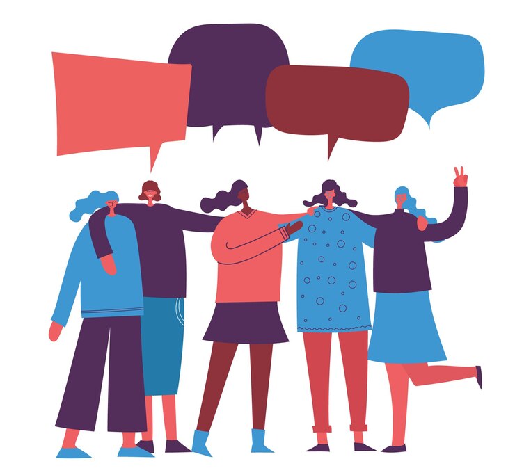 Vector juntos somos más fuertes y las manos se tocan diseñan personas de raza y comunidad multiétnica ...