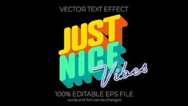 Just Nice Vibes estilo de efecto de texto Efecto de texto editable EPS