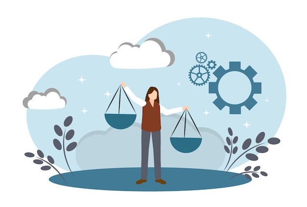 Justicia y mujer de la ley con equilibrio de Libra