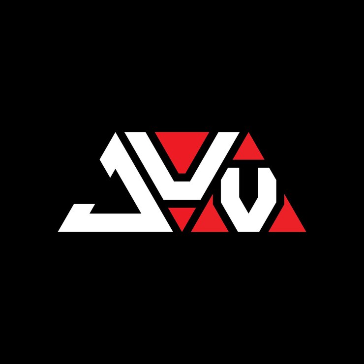 Vector juv diseño de logotipo de letra triangular con forma de triángulo juv diseño del logotipo del triángulo monograma juv triángulo vectorial plantilla del logotipo con color rojo juv logotipo triangular sencillo elegante y lujoso logotipo juv