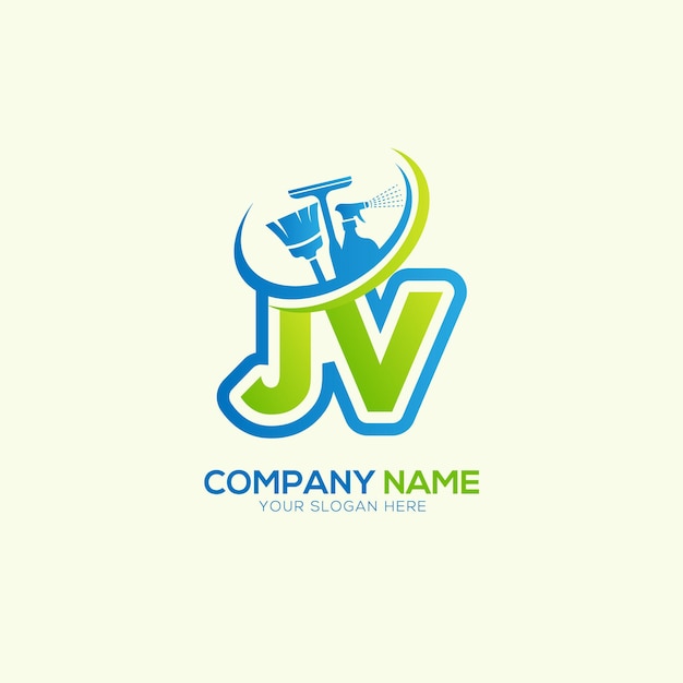 JV o VJ Letra local Vector de limpieza Vector del logotipo del servicio de limpieja