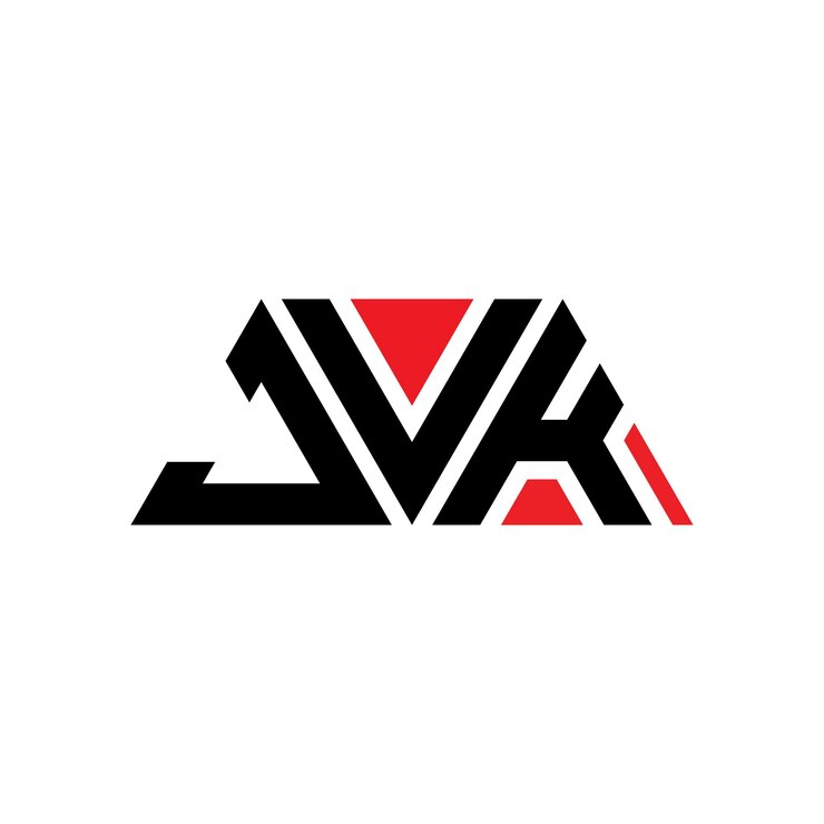 Vector jvk triángulo letra diseño de logotipo con forma de triángulo jvk logotipo triángulo diseño monograma jvk modelo de logotipo vectorial triángulo con color rojo logotipo triangular jvk sencillo elegante y lujoso logotipo jvk